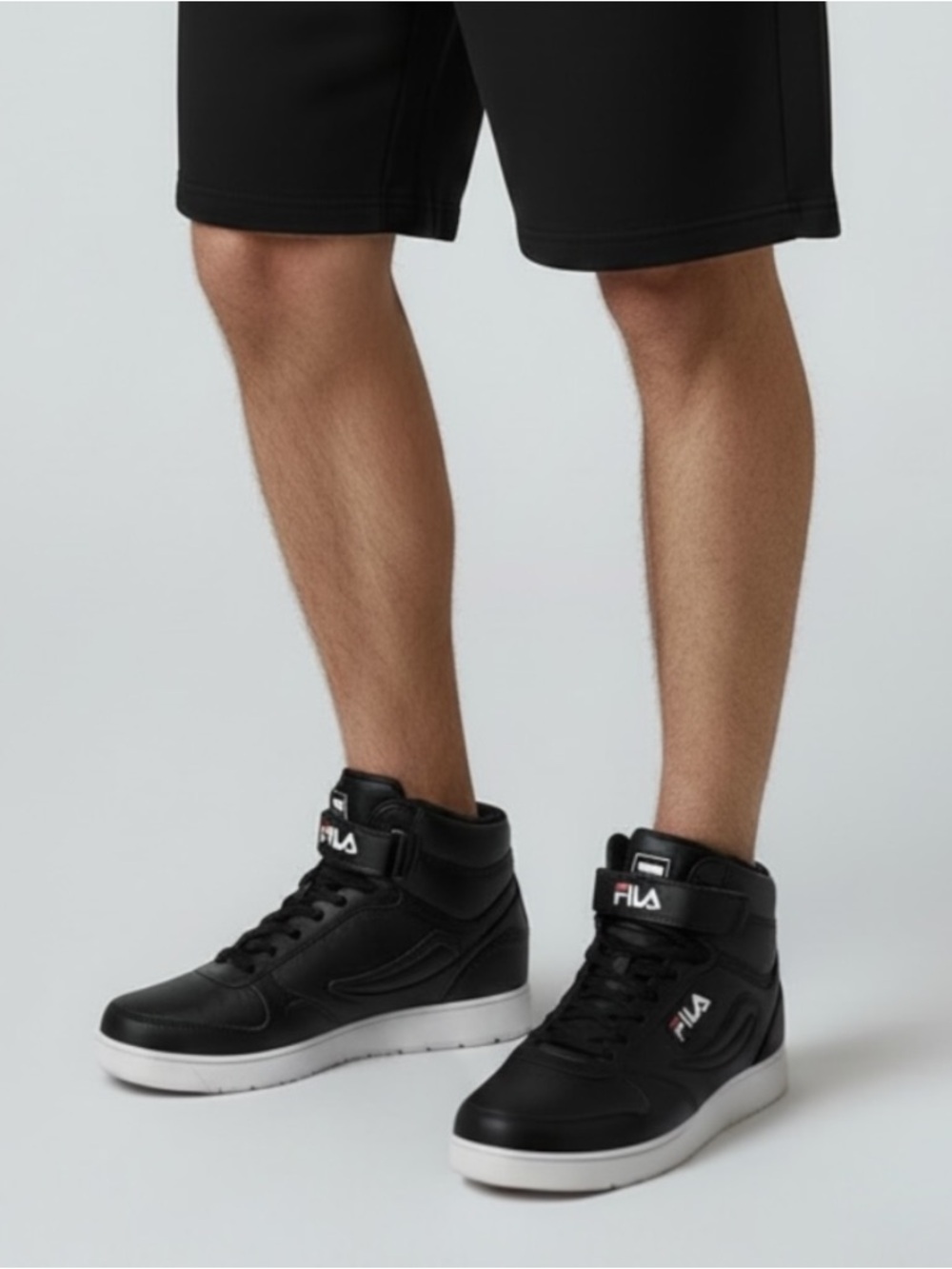 Fila Black High-Top Sneakers with White Sole
